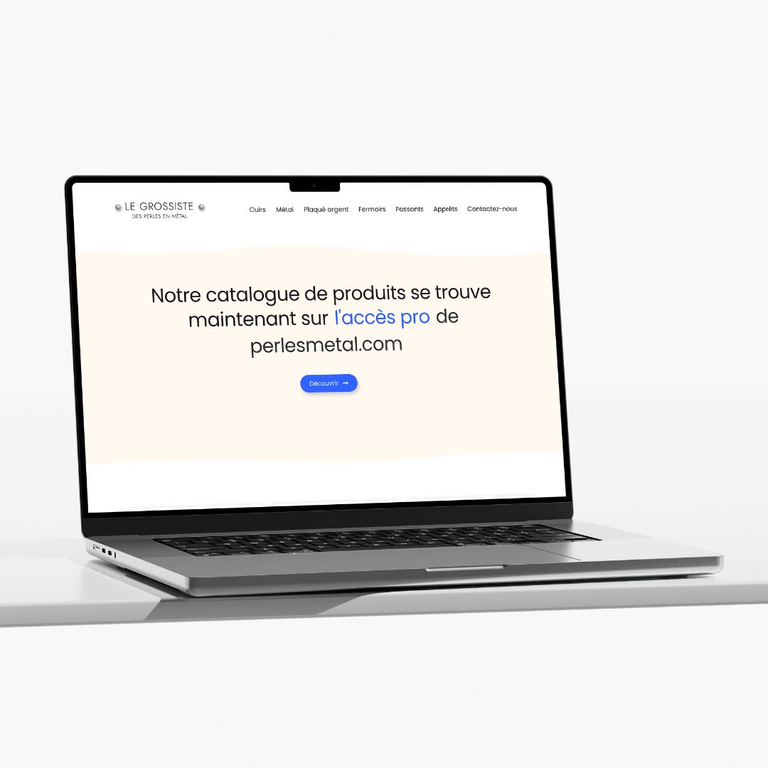 Image d'un mockup d'un site web que j'ai réalisé pour Perlesmetal.com