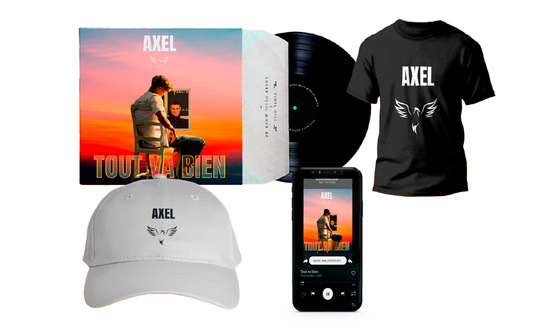 Image des goodies imaginés pour le rappeur Asad/Axel